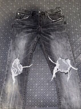 Slim Black Wash Distressed Men's Jeans